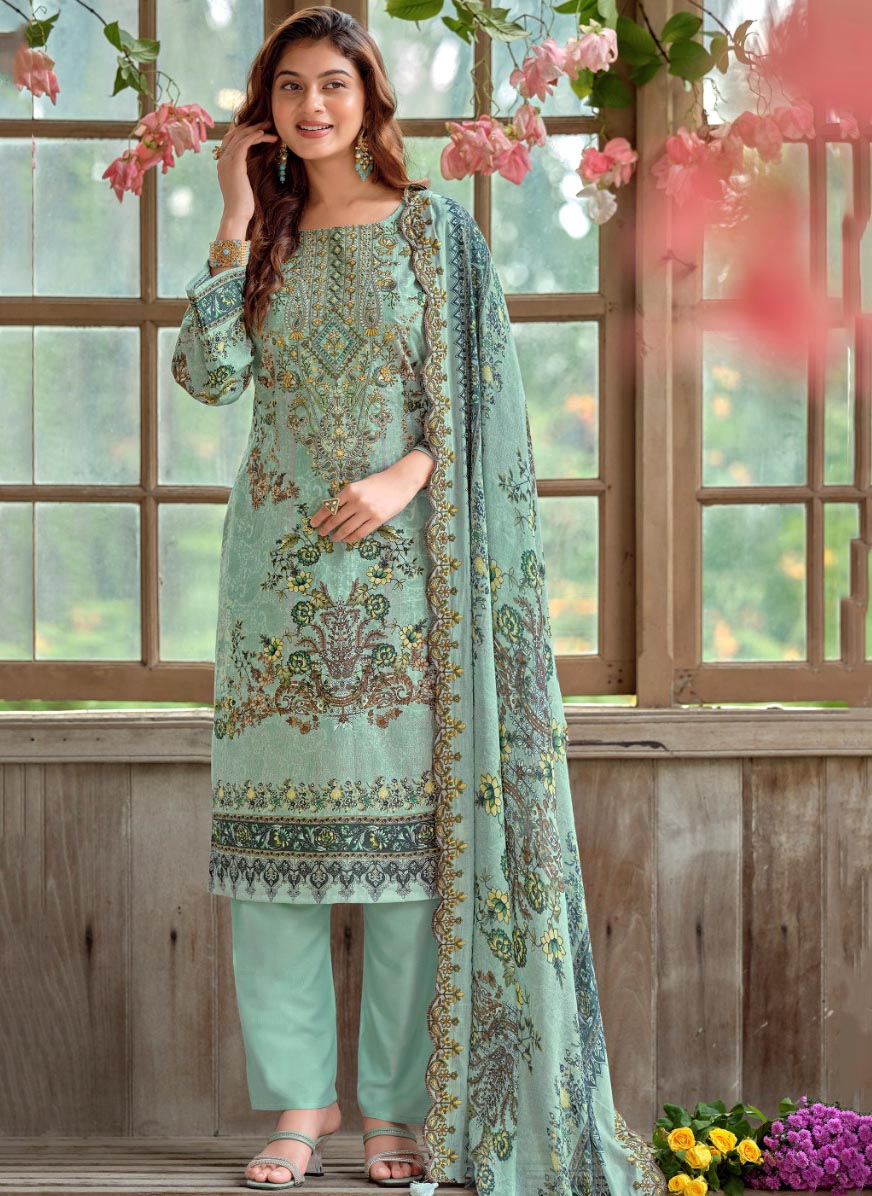 Embroidered Unstitched Pakistani Pure Cotton Suit Dress Material for Women