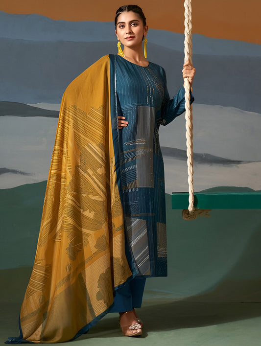 Pure Viscose Muslin Party Wear Unstitched Suit Set for Women