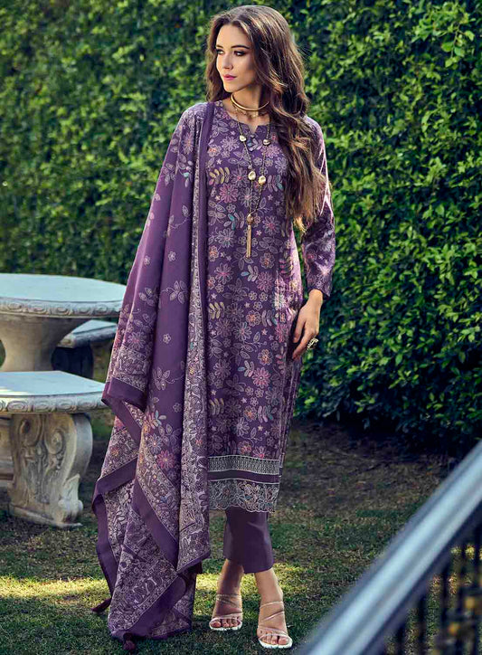 Pure Muslin Unstitched Suit Material with Fancy Embroidery for Women IBIZA