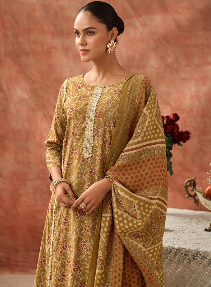 Women's Modal Muslin Unstitched Salwar Suit Dress Material with Laces