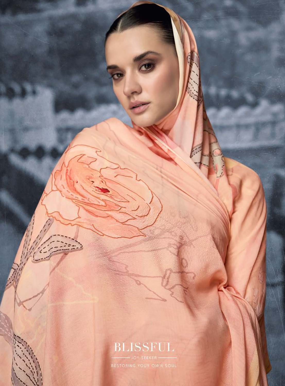 Pure Jam Silk Printed Unstitched Suit Material with Chiffon Dupatta