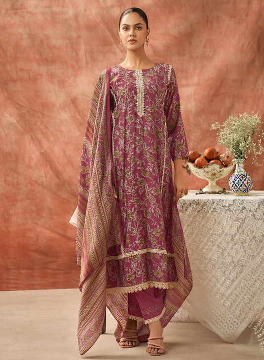 Pink Modal Muslin Unstitched Salwar Suit Dress Material for Women