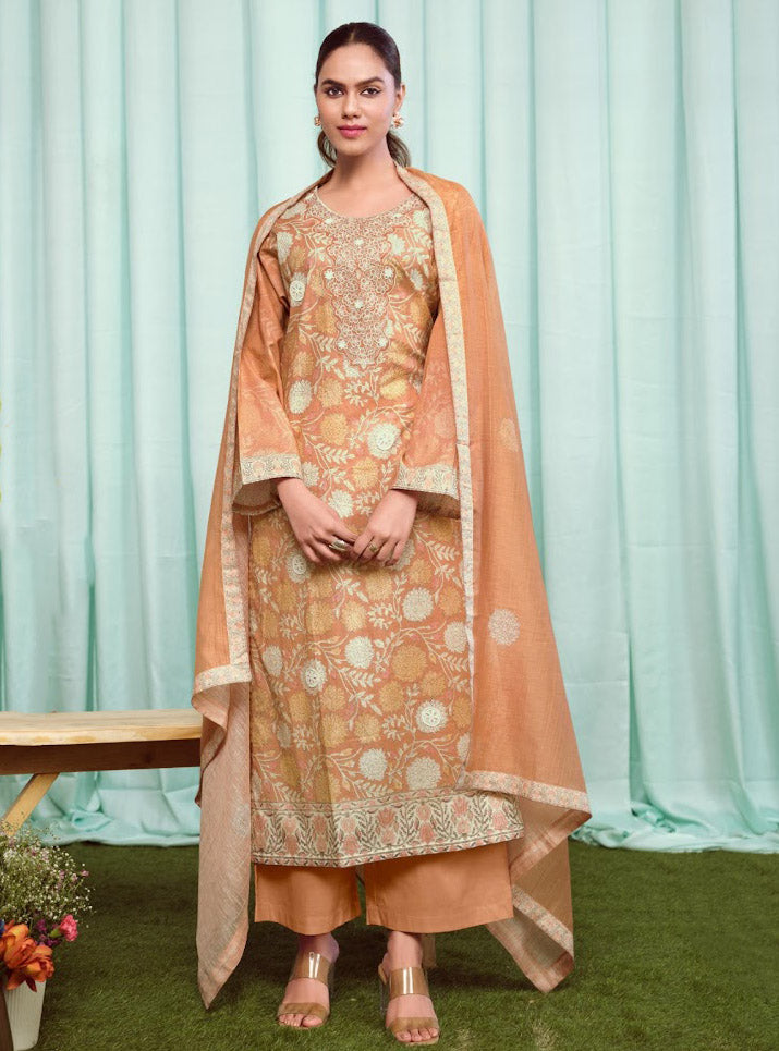 Sahiba Pure Cotton Unstitched Suit Set Dress Material with Dupatta