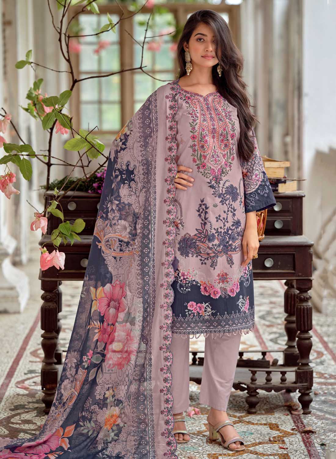 Embroidered Unstitched Pakistani Pure Cotton Suit Material for Women