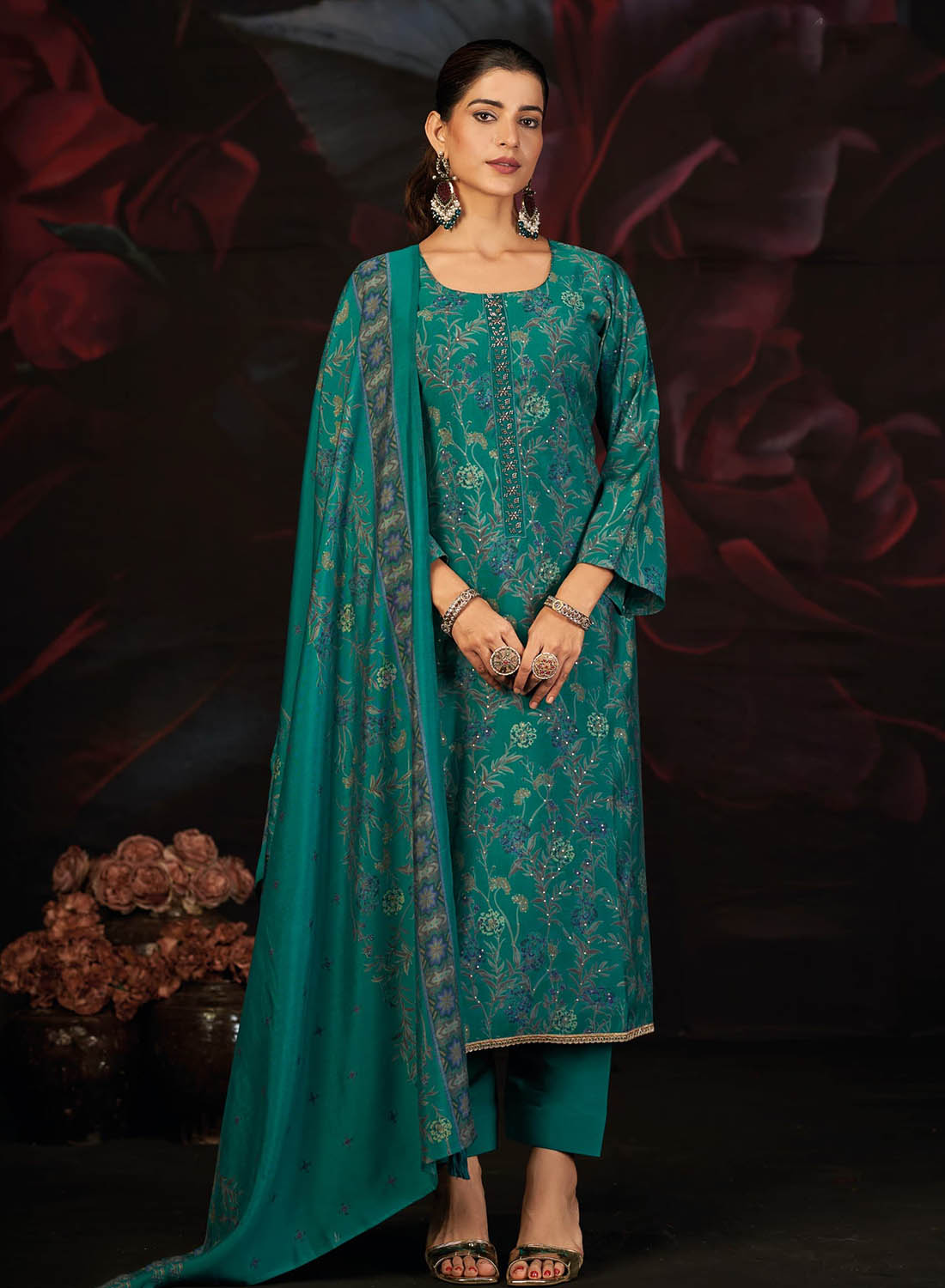 Women's Pure Muslin Silk Unstitched Suit Fabric Dress Material