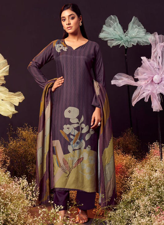 Pure Muslin Party Wear Unstitched Suit Set Material for Women