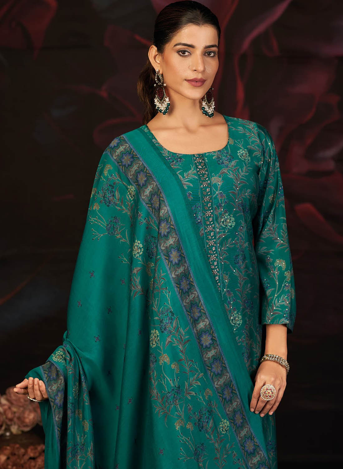 Women's Pure Muslin Silk Unstitched Suit Fabric Dress Material