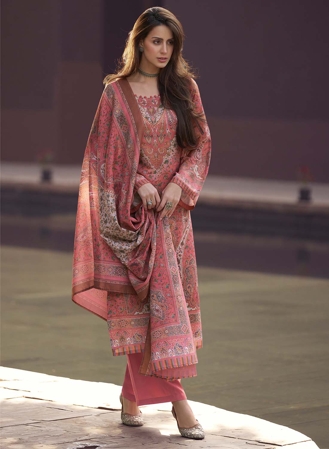 Mumtaz Arts Pure Cambric Cotton Unstitched Suit Dress Material for Ladies