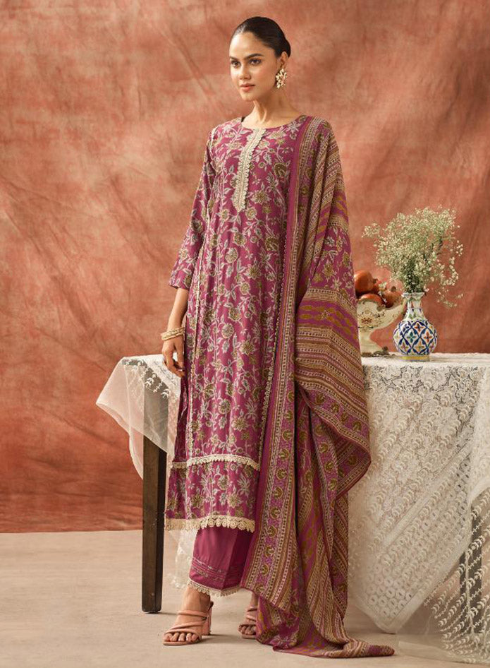 Pink Modal Muslin Unstitched Salwar Suit Dress Material for Women