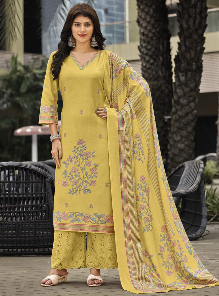 Daily Wear Pure Cotton Unstitched Salwar Suit Material for Women