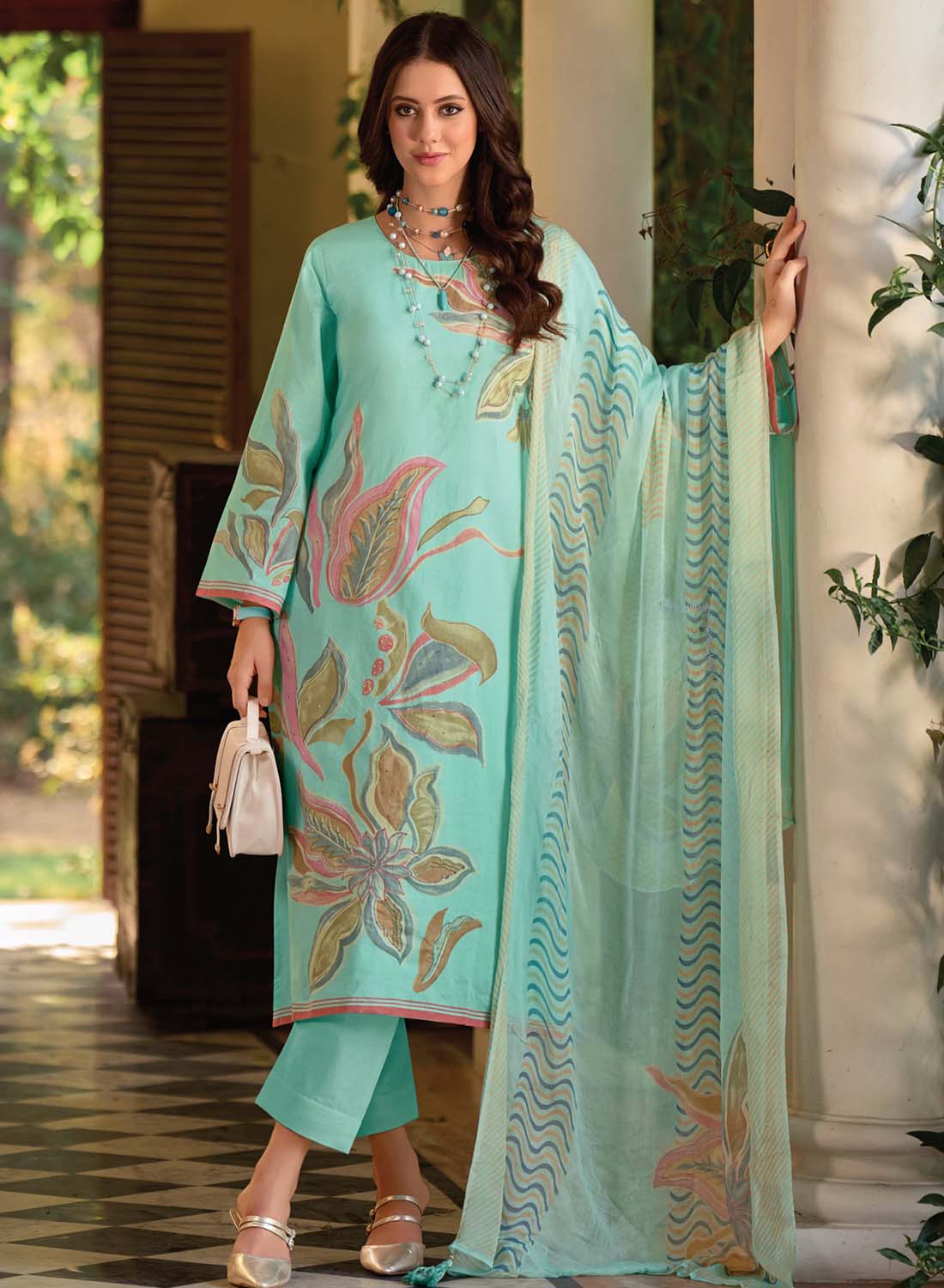 Kilory Pure Lawn Cotton Unstitched Salwar Suit Material for Women