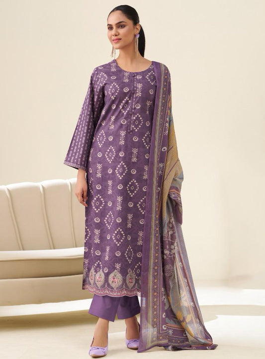 Unstitched Pure Cambric Cotton Suit Dress Material with Embroidery