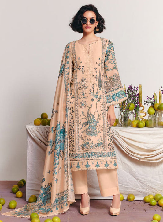 Kimora Pure Cotton Unstitched Suit Fabric for Women with Embroidery