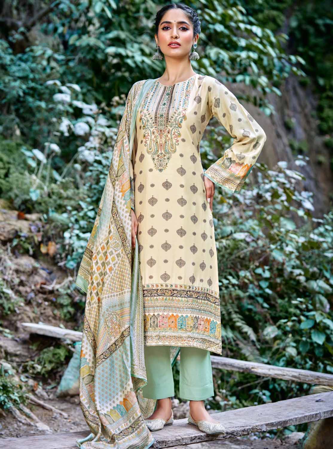 Fancy Unstitched Pashmina Winter Suit Dress Material for Women