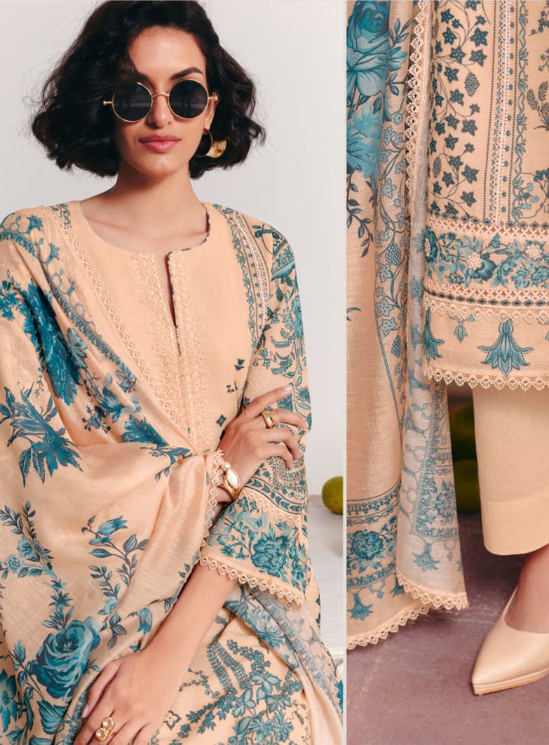 Kimora Pure Cotton Unstitched Suit Fabric for Women with Embroidery