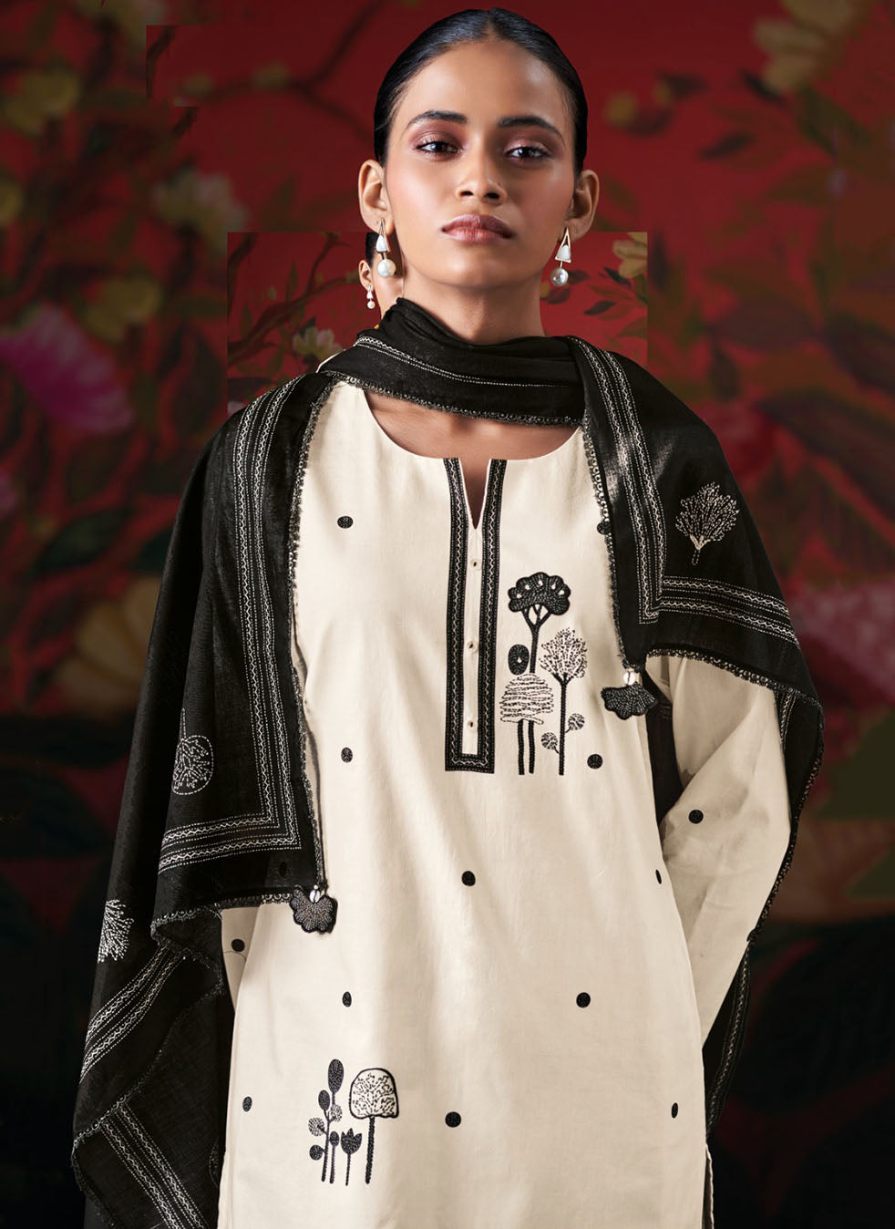 Ganga Pure Cotton Unstitched Salwar Suit Fabric for Ladies