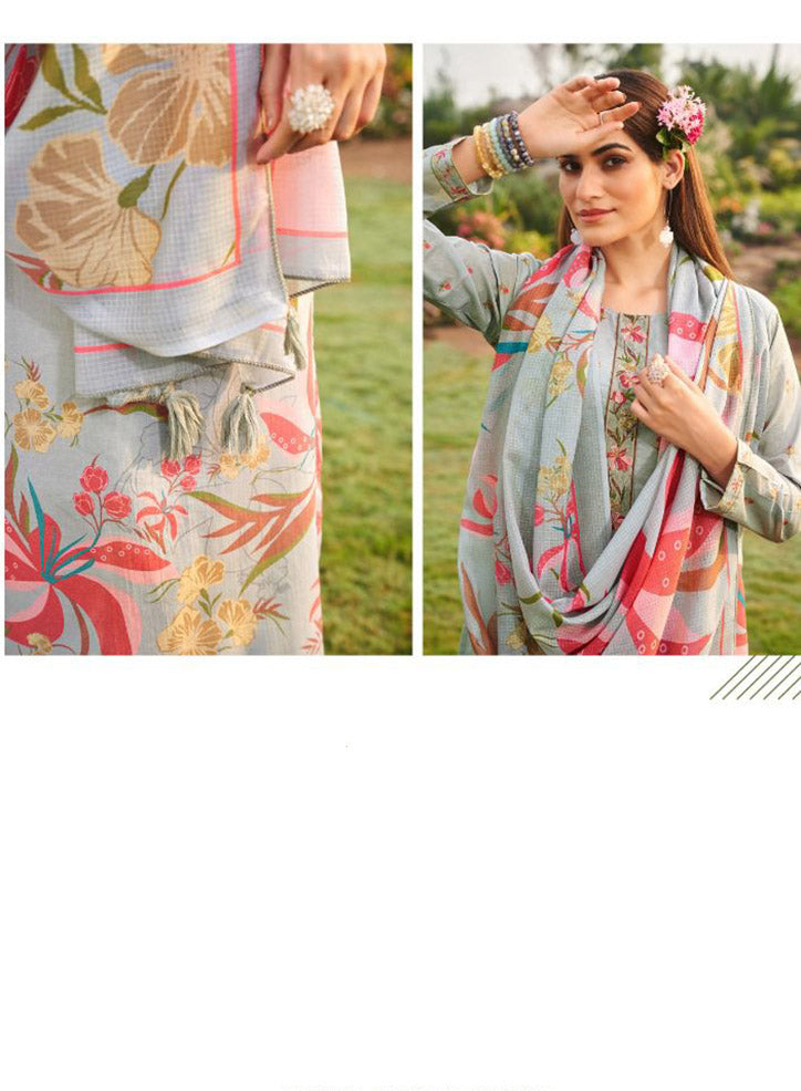 Pure Lawn Cotton Unstitched Suit Dress Material with Embroidery