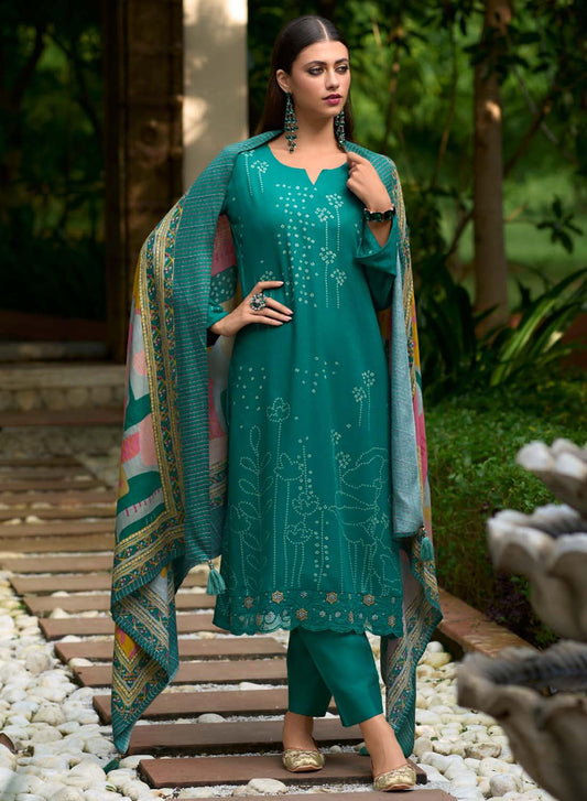 Women Unstitched Pashmina Winter Suit Dress Material with Fancy Embroidery