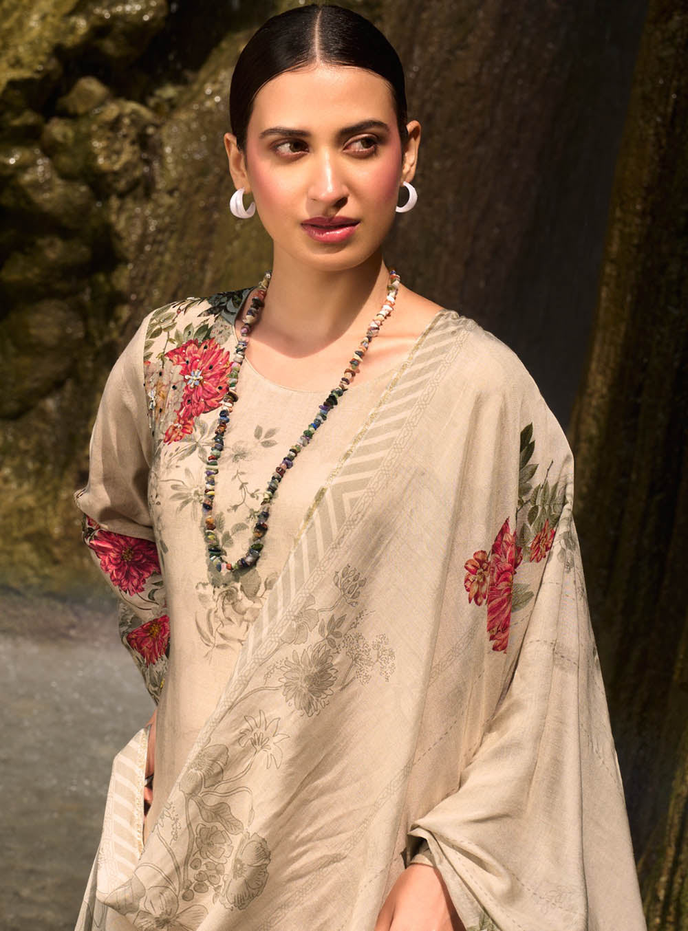 Party Wear Muslin Unstitched Suit Dress Material with Handwork for Women