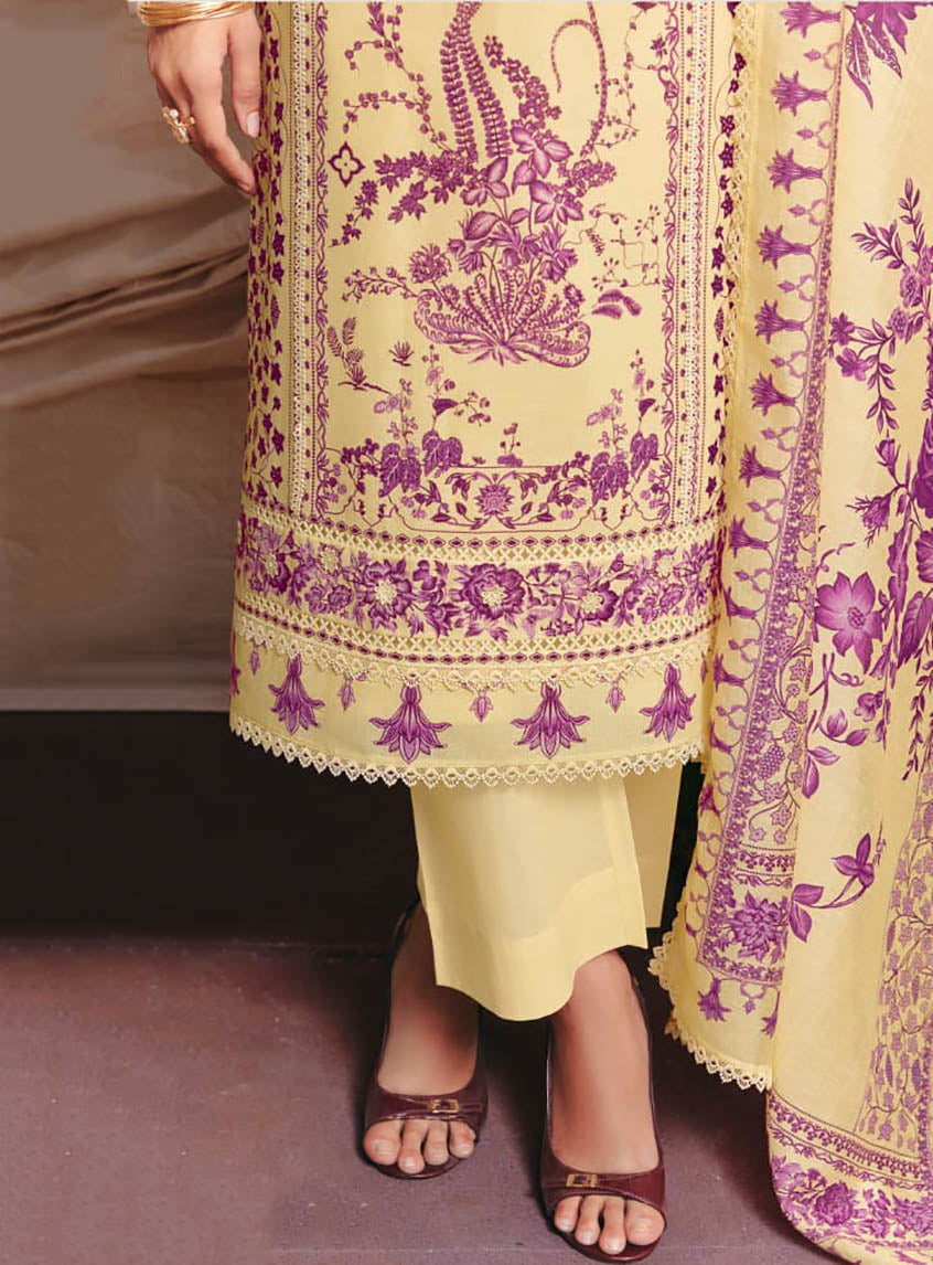 Kimora Pure Cotton Unstitched Suit Dress Material for Women with Embroidery