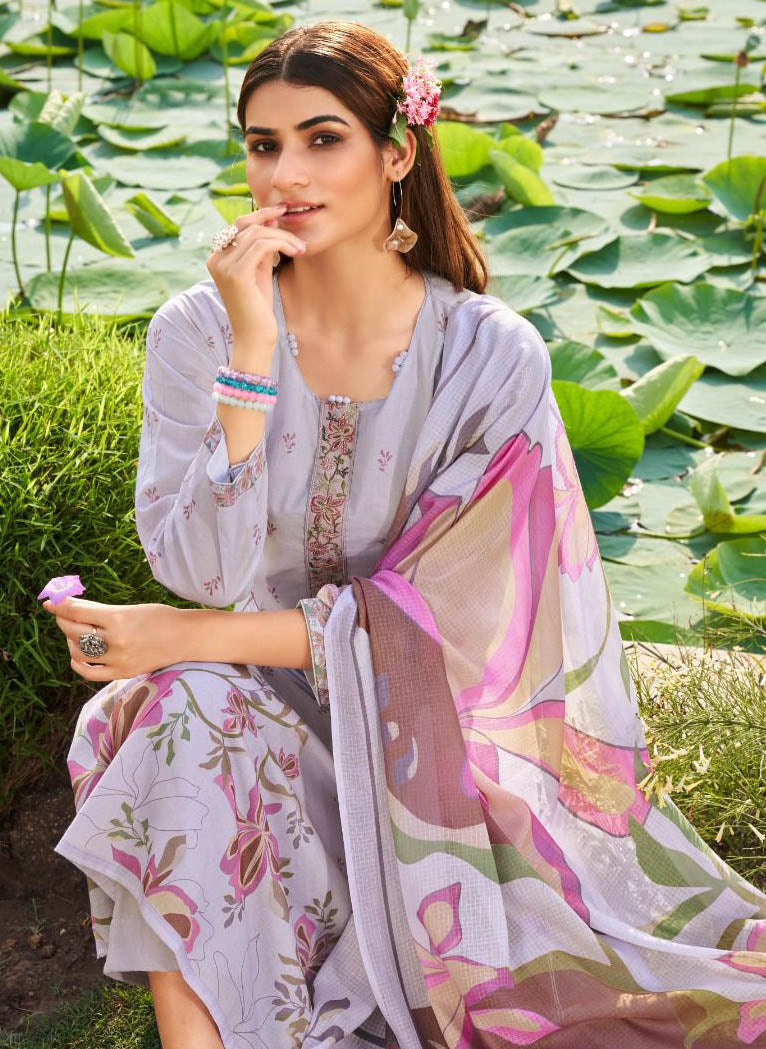 Women Pure Lawn Cotton Unstitched Salwar Suit Dress Material