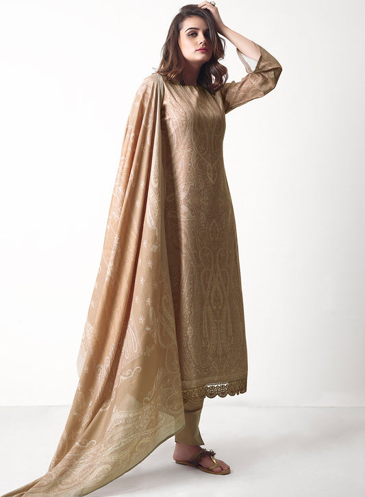 Brown Unstitched Pashmina Winter Salwar Suits Fabric for Ladies PRM Trendz