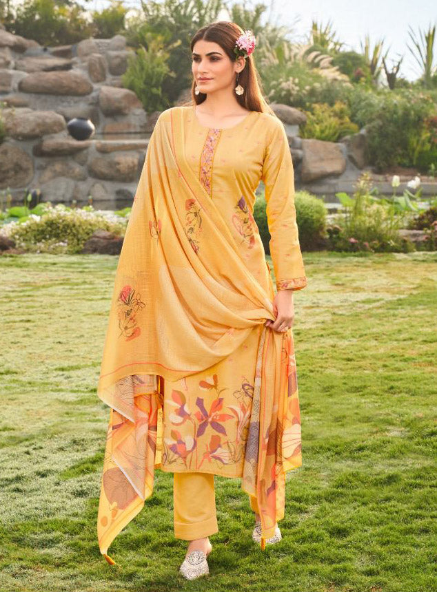 Women Pure Lawn Cotton Unstitched Suit Material with Dupatta