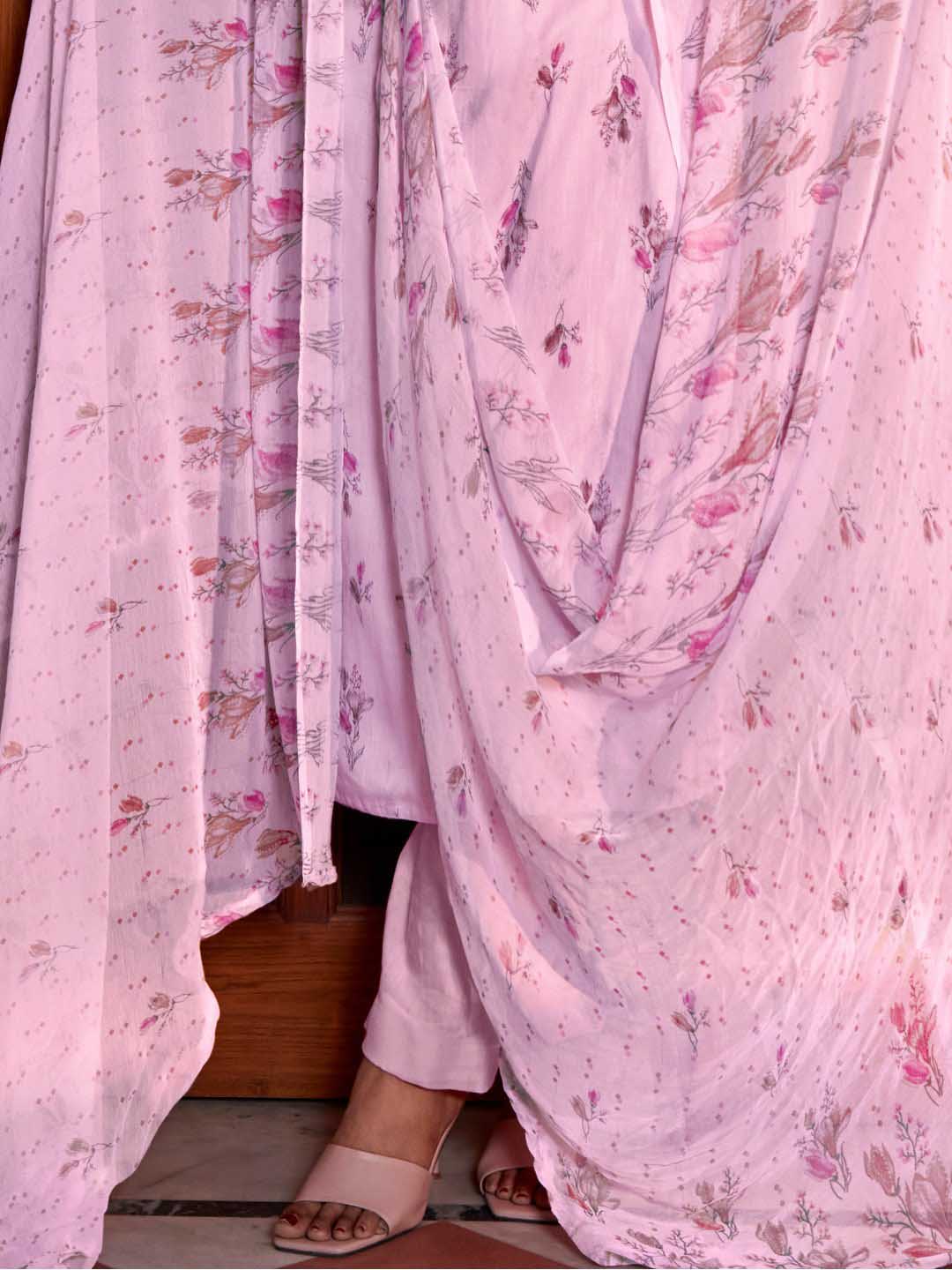 Zulfat Daily Wear Unstitched Women Cotton Suit Set Lavender Zulfat