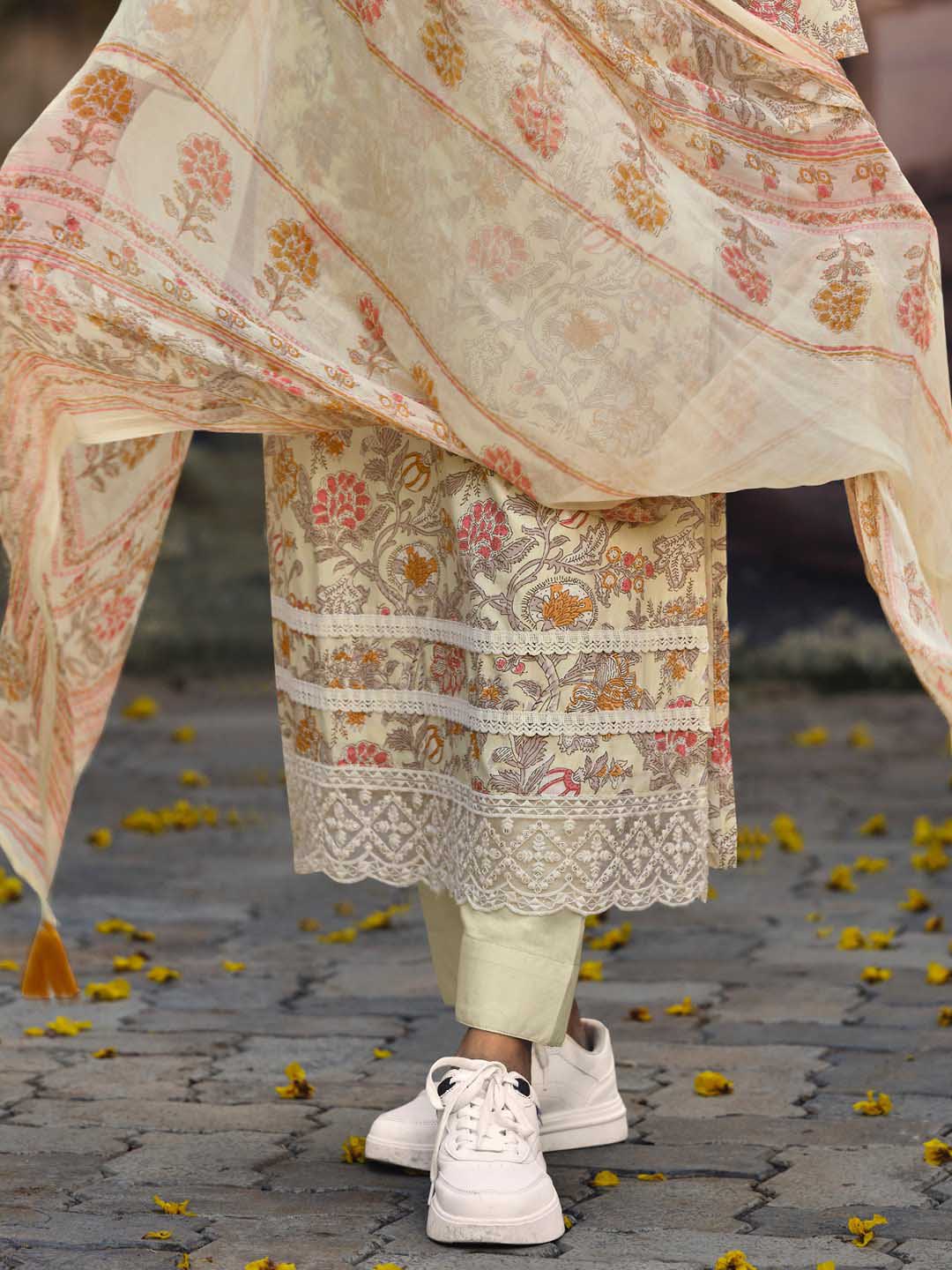 Ibiza Lawn Cotton Cream Embroidered Unstitched Women Suit Set IBIZA