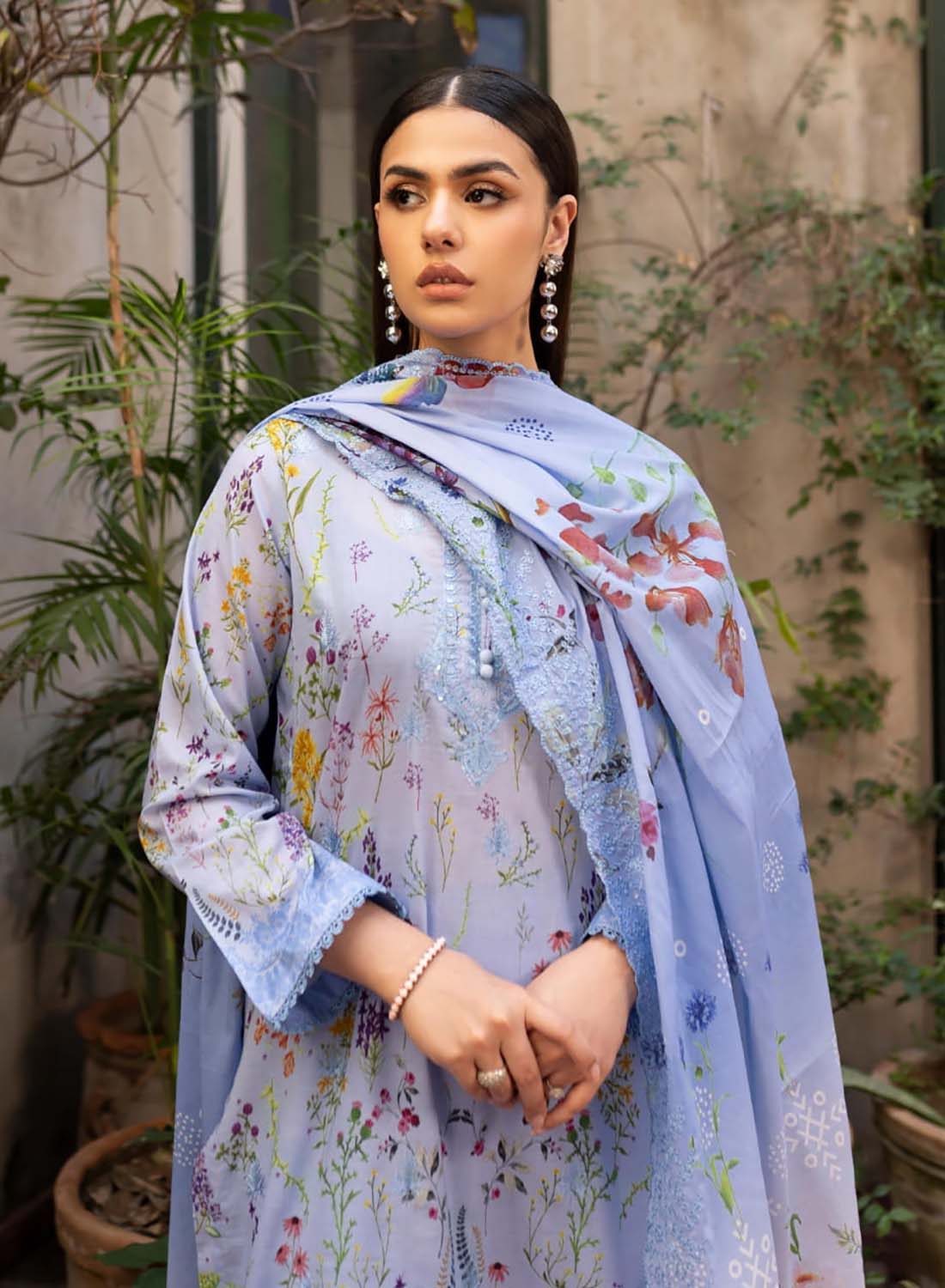 Gulljee Unstitched Printed Pakistani Lawn Suit with Embroidery