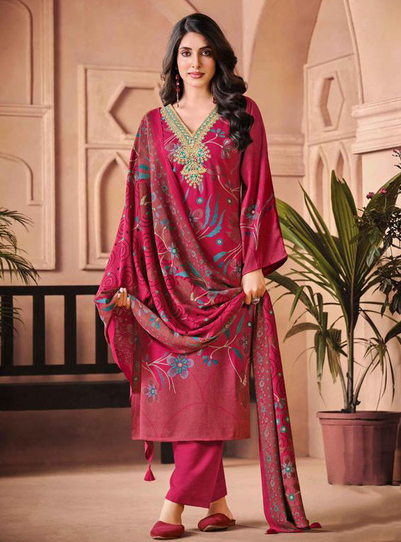 Women's Viscose Pashmina Unstitched Winter Salwar Suit Dress Material