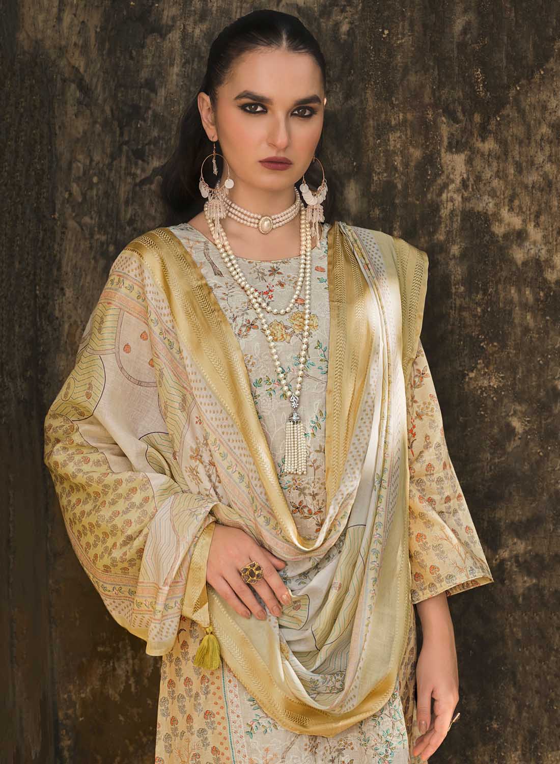Pure Lawn Cotton Embroidered Unstitched Salwar Suit Fabric for Women