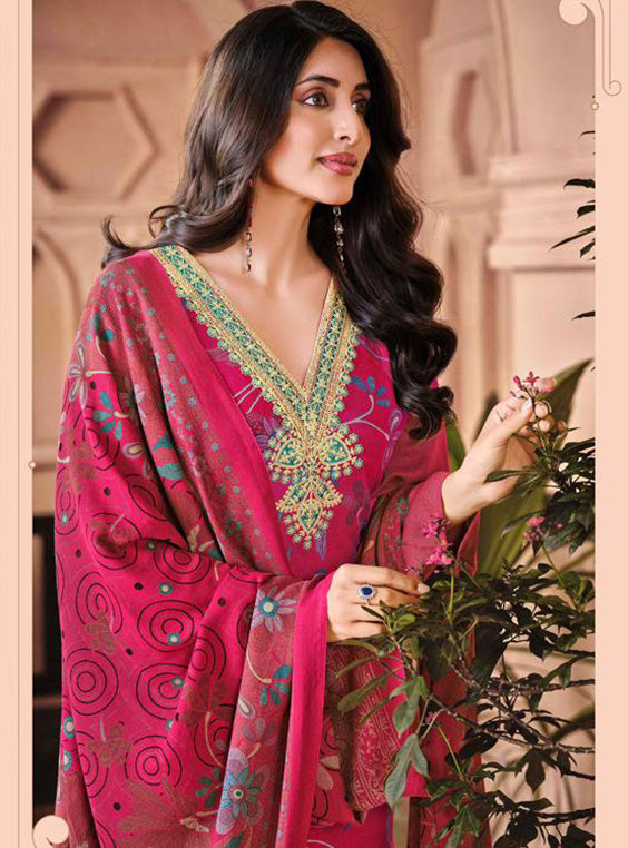 Women's Viscose Pashmina Unstitched Winter Salwar Suit Dress Material