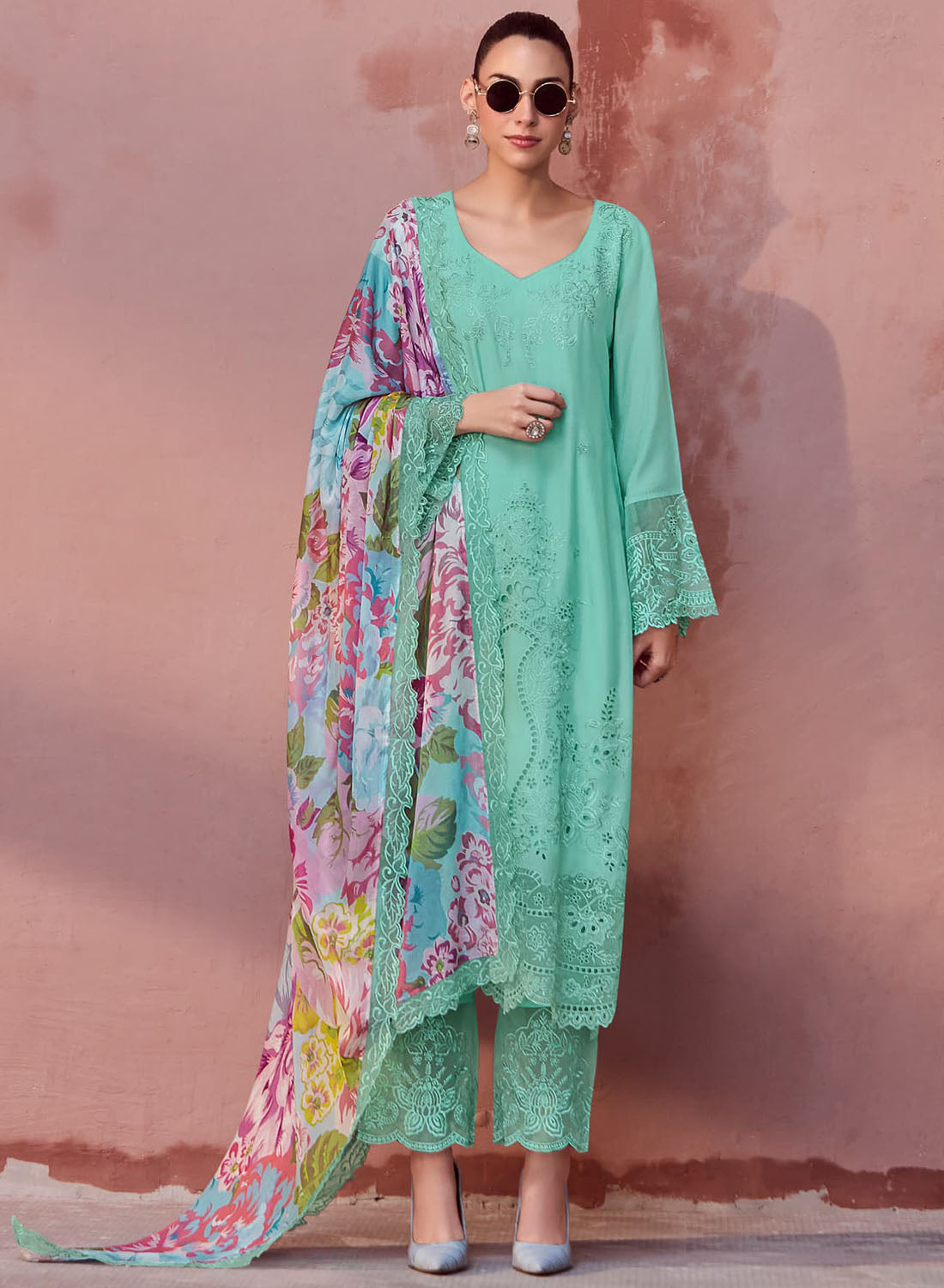 Party Wear Pure Muslin Unstitched Salwar Suit Set Material for Women