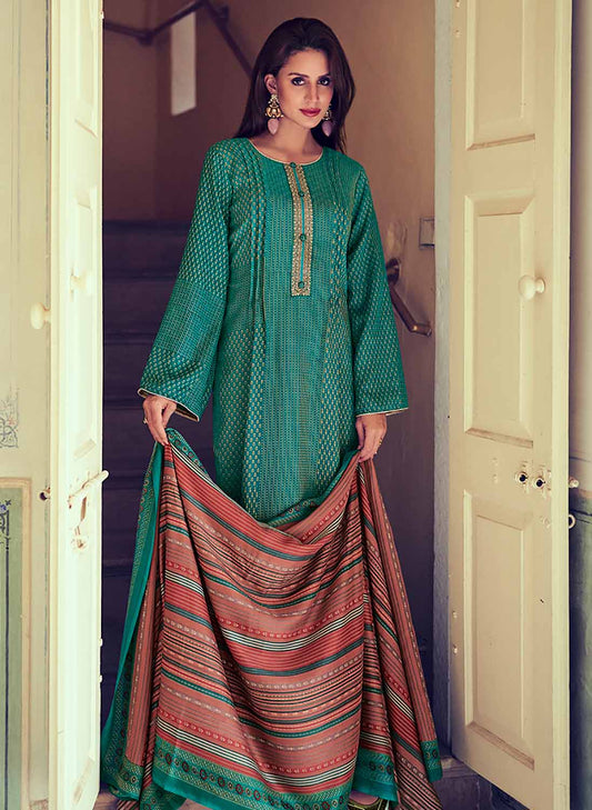 Mumtaz Arts Unstitched Pashmina Winter Suit Material with Embroidery