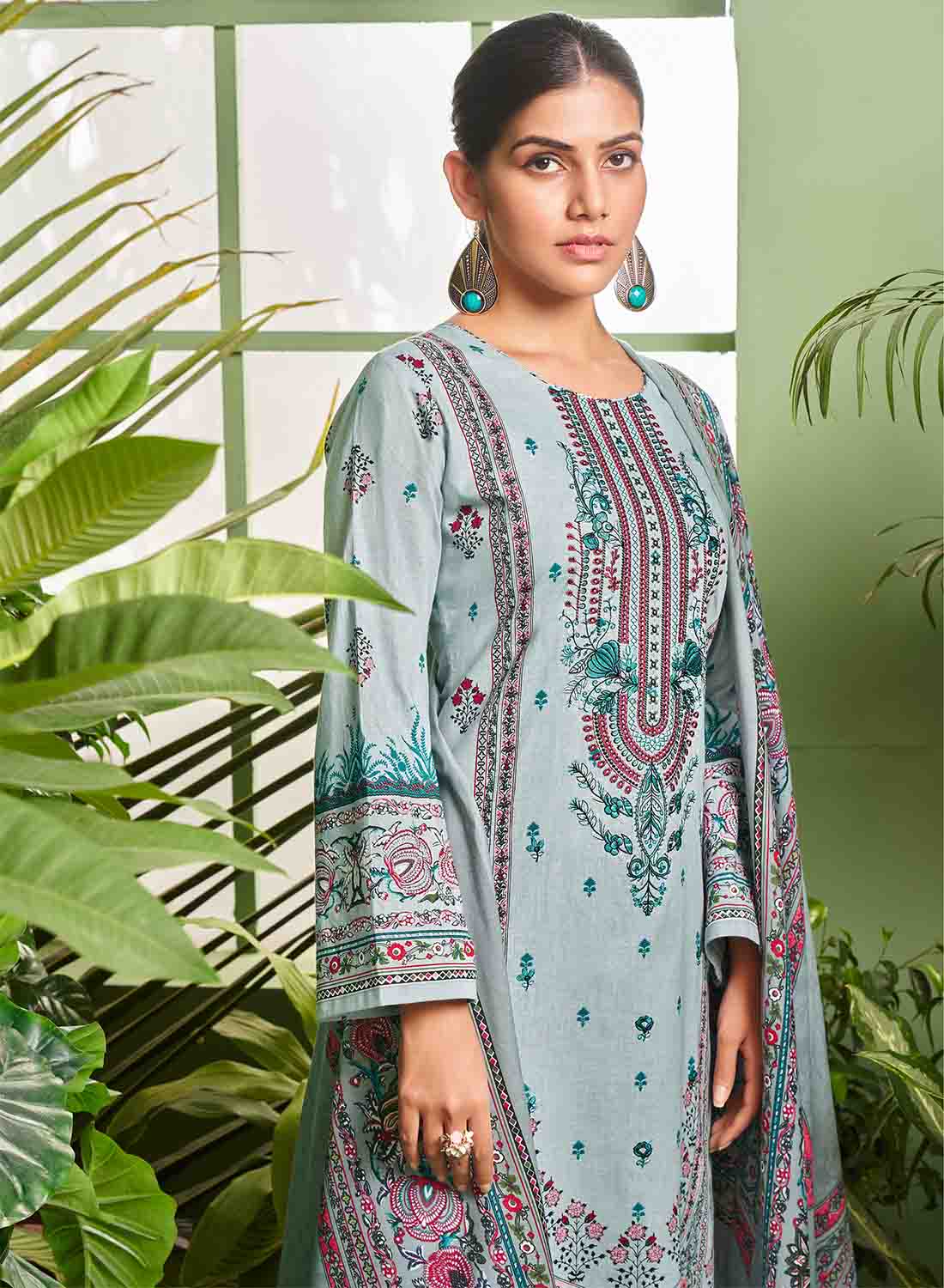 Pure Cotton Cambric Pakistani Print Unstitched Suit Material for Ladies