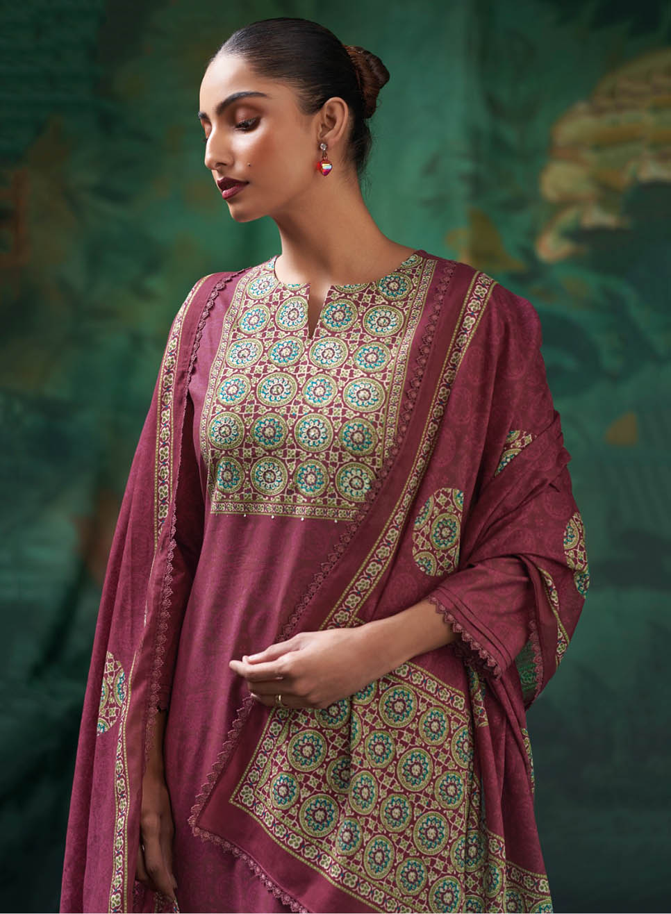 Ganga Unstitched Cotton Suit Dress Material for Women with Dupatta Pink