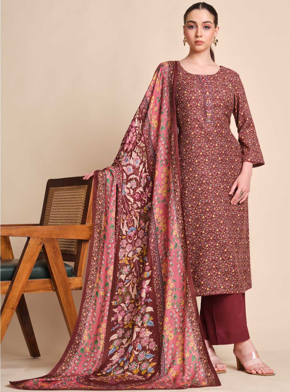 Ganga Unstitched Pashmina Winter Salwar Suit Material for Women