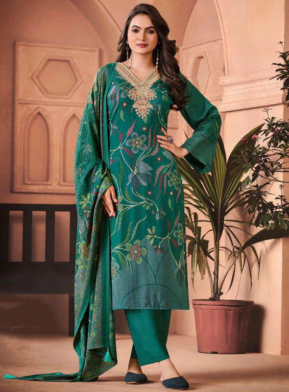 Party Wear Viscose Pashmina Unstitched Winter Salwar Suit Dress Material