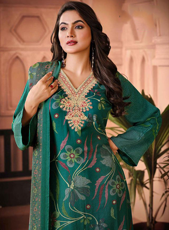 Party Wear Viscose Pashmina Unstitched Winter Salwar Suit Dress Material