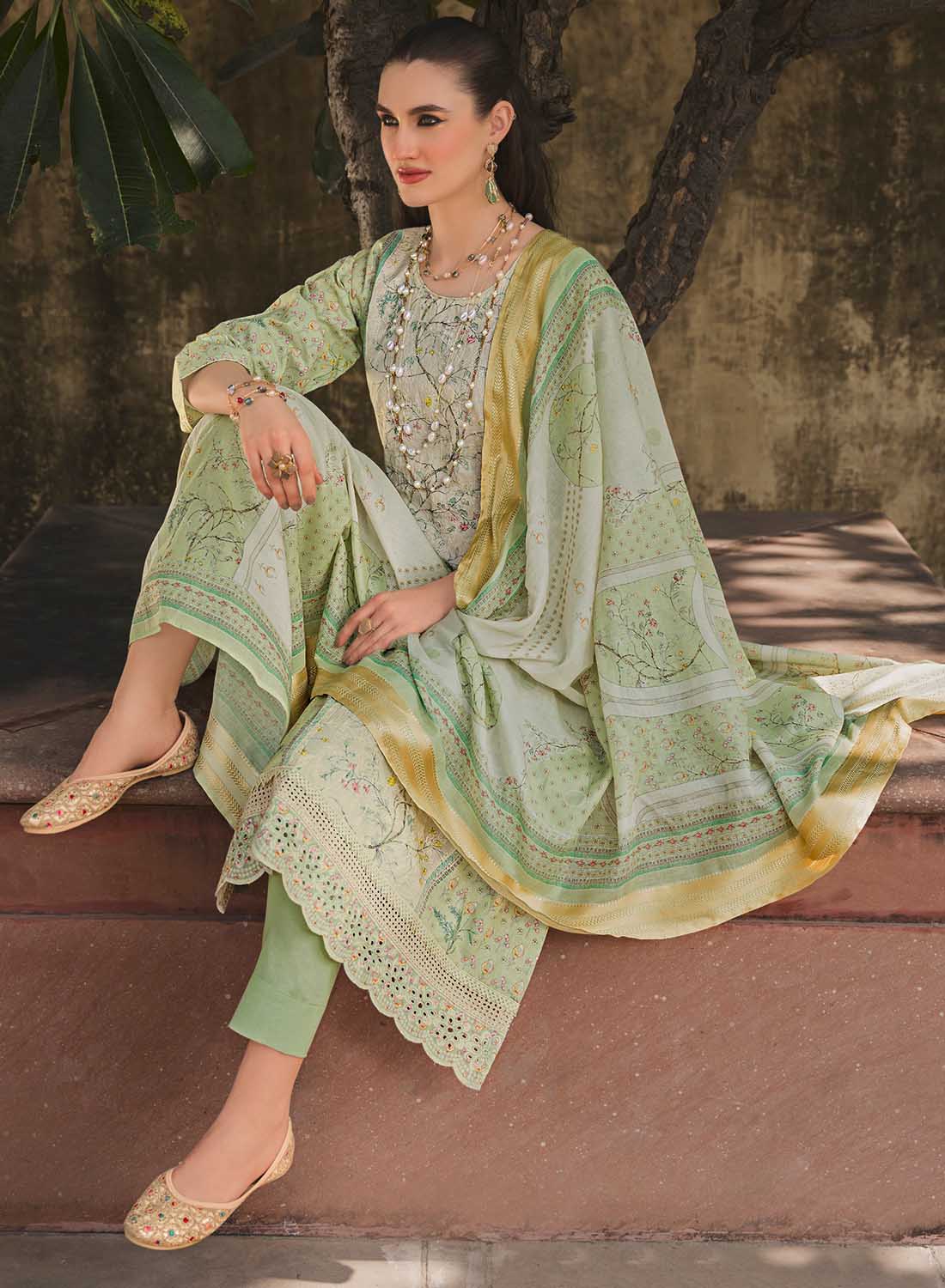 Soft Lawn Cotton Embroidered Unstitched Suit Fabric for Women