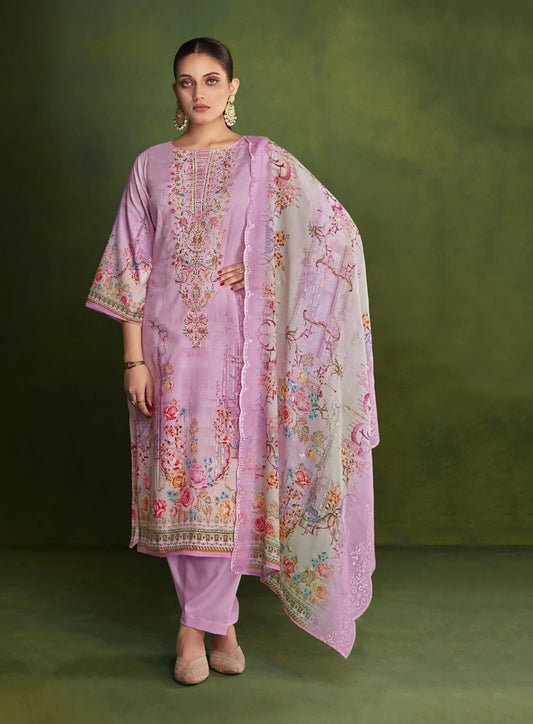 Belliza Cotton Pakistani Print Unstitched Women Salwar Suit Material Belliza