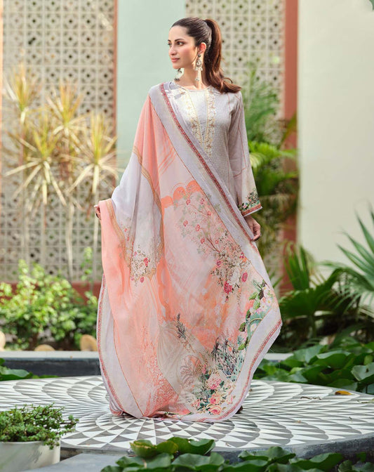 Sadhana Unstitched Cotton Salwar Suits Dress Material Light Grey