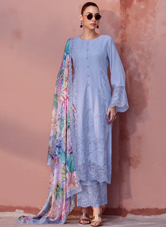 Party Wear Pure Muslin Unstitched Salwar Suit Dress Material