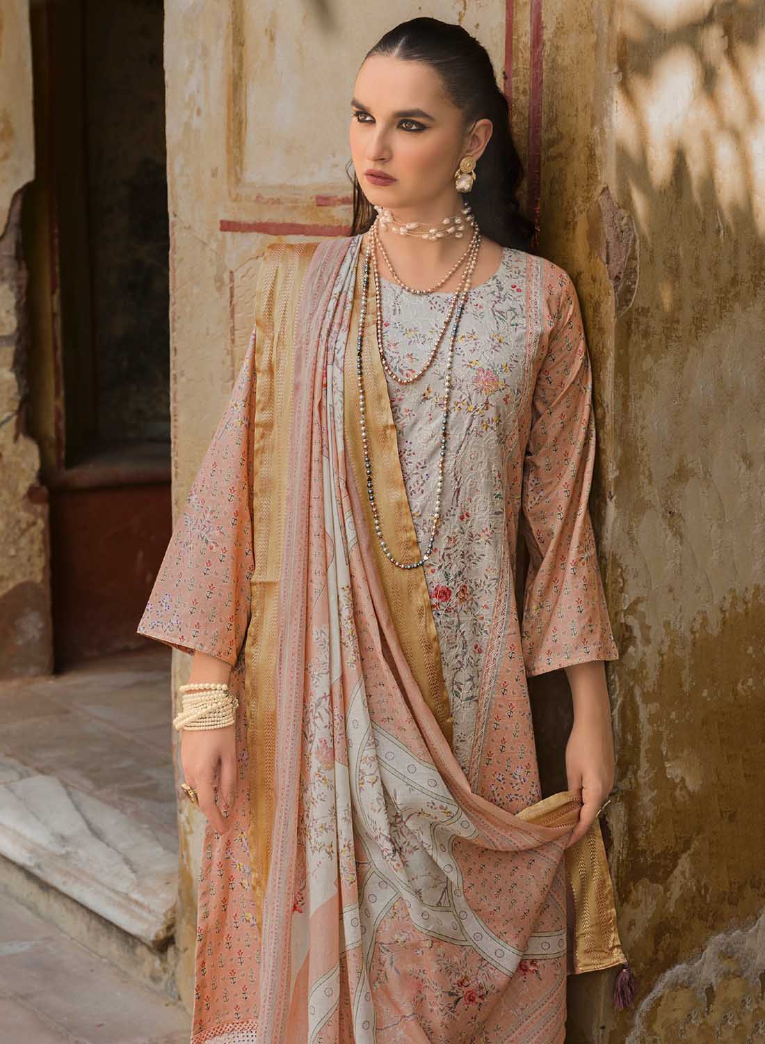 Soft Lawn Cotton Embroidered Unstitched Suit Fabric Material for Women