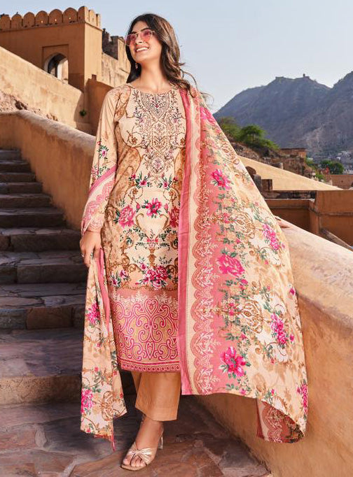 Pure Cotton Cambric Pakistani Print Unstitched Suit Material for Women