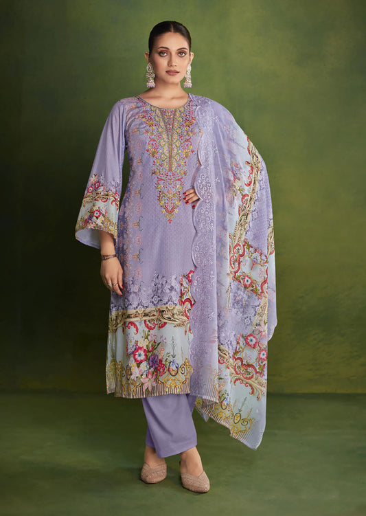 Belliza Cotton Pakistani Print Unstitched Women Salwar Suit Fabric Belliza