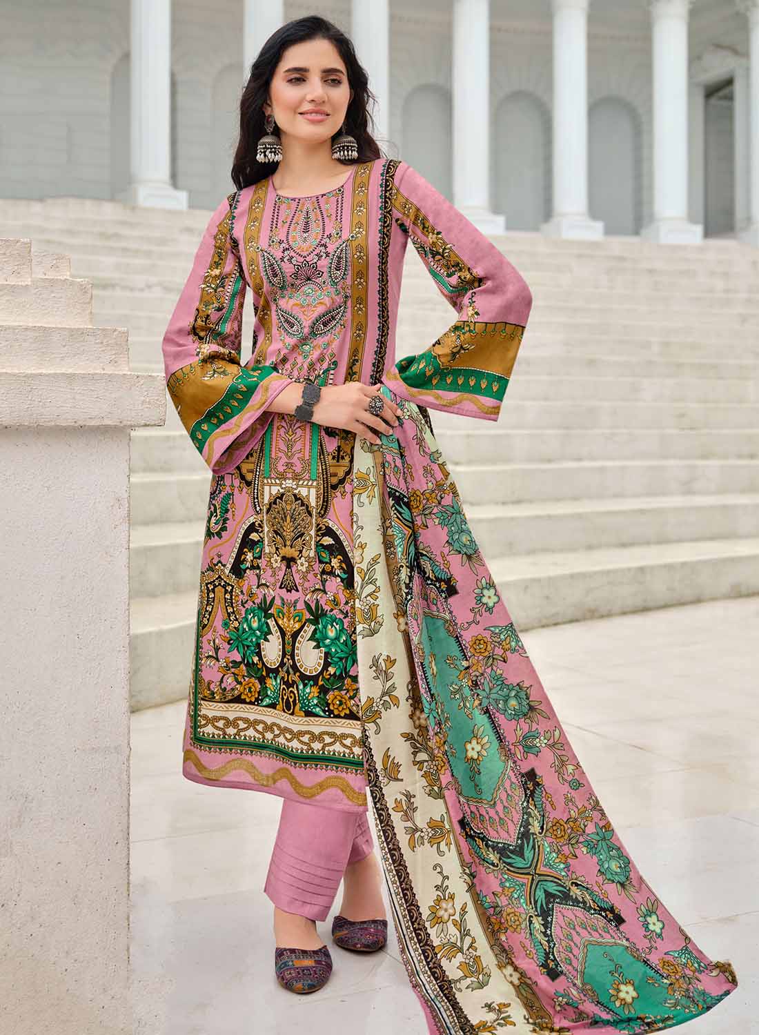 Pure Cotton Cambric Pakistani Print Unstitched Salwar Suit Dress Material
