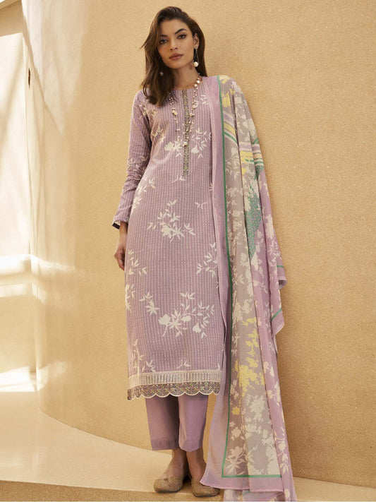 Mumtaz Arts Unstitched Women Lawn Cotton Suit Set Pink