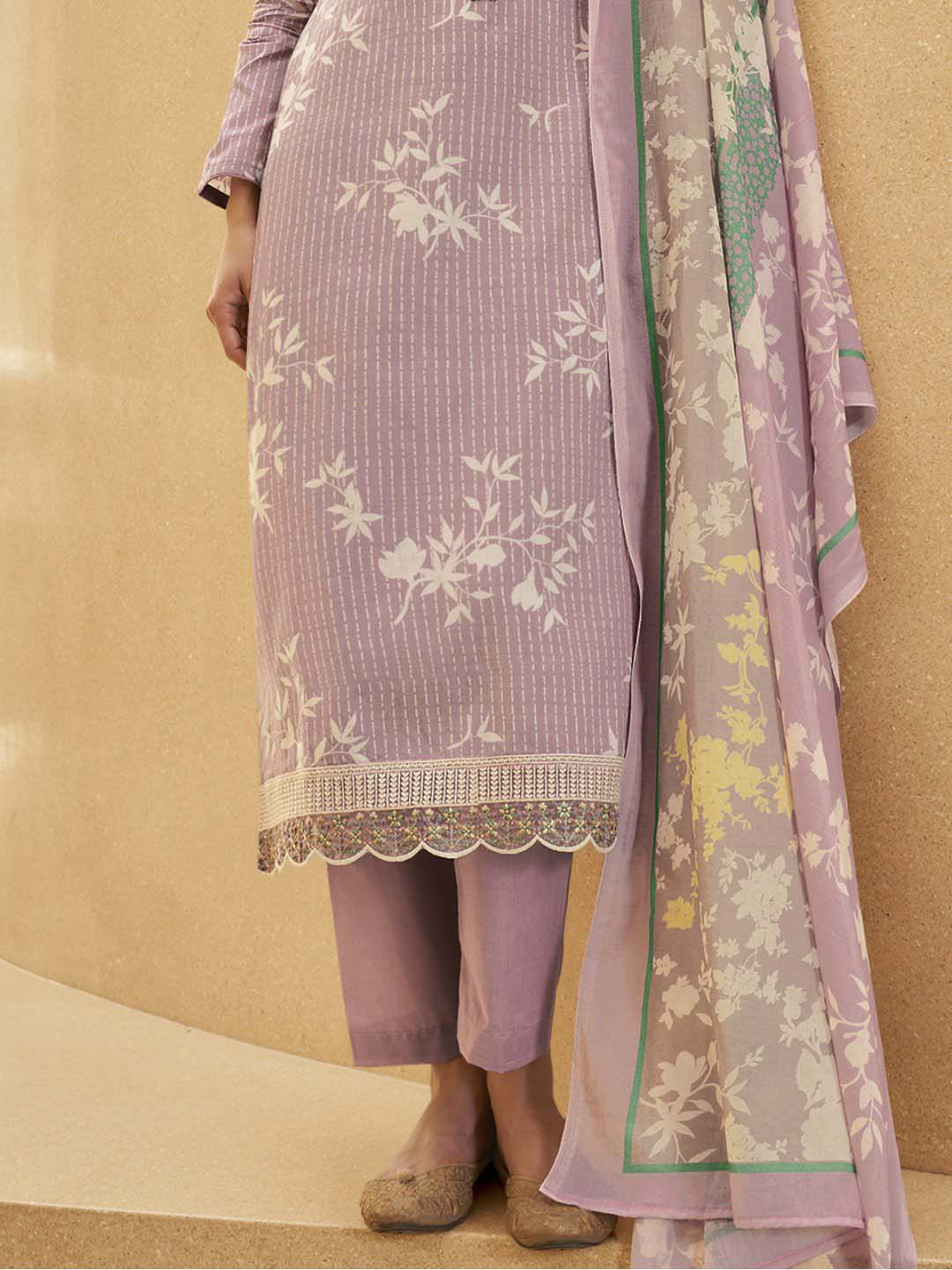 Mumtaz Arts Unstitched Women Lawn Cotton Suit Set Pink
